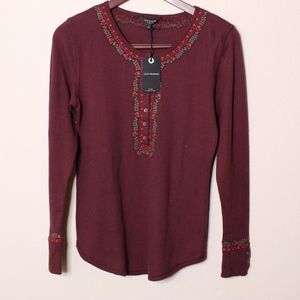 NWT Lucky Brand Maroon Long Sleeve Sweater